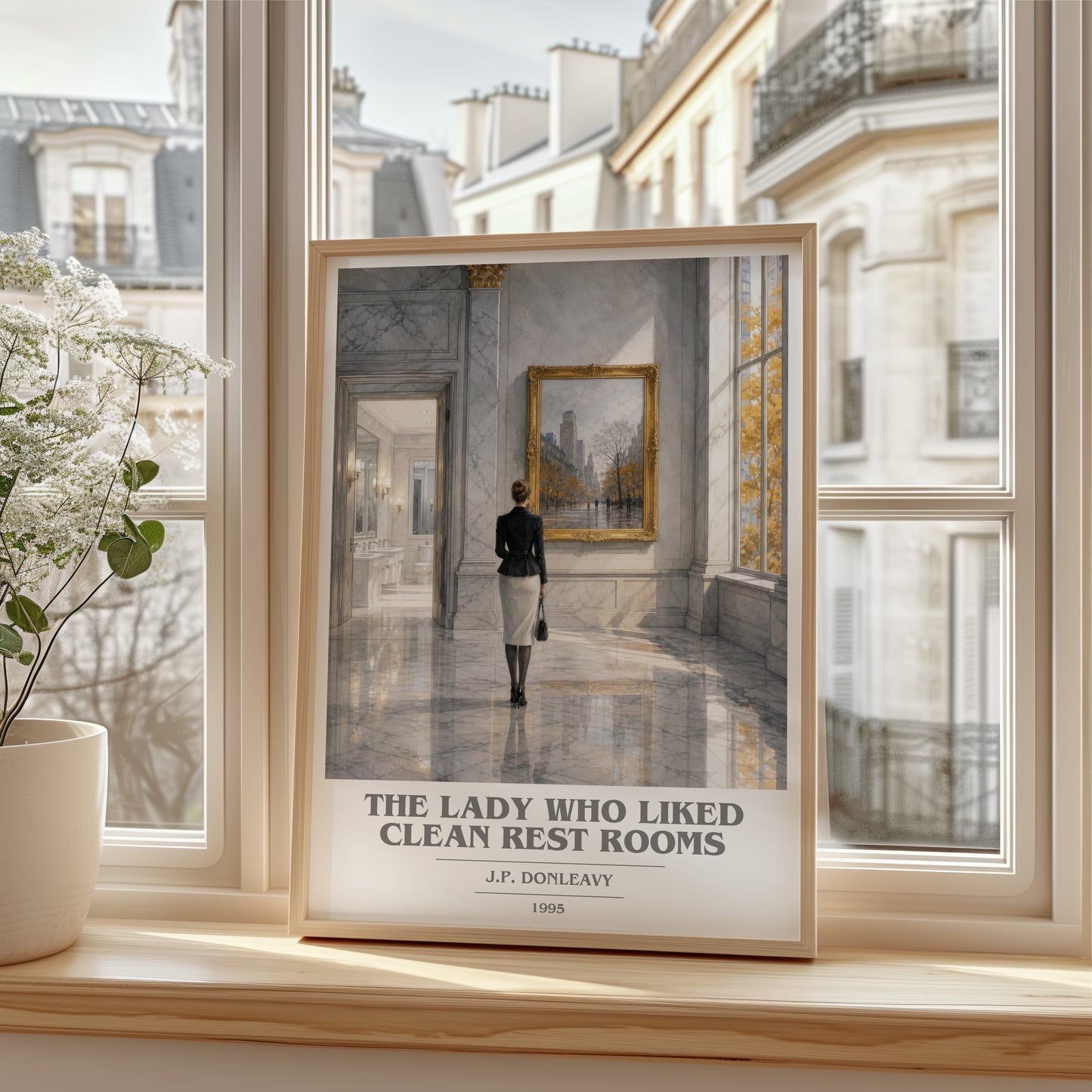 The Lady Who Liked Clean Rest Rooms book cover poster colour and style options – J.P. Donleavy book art
