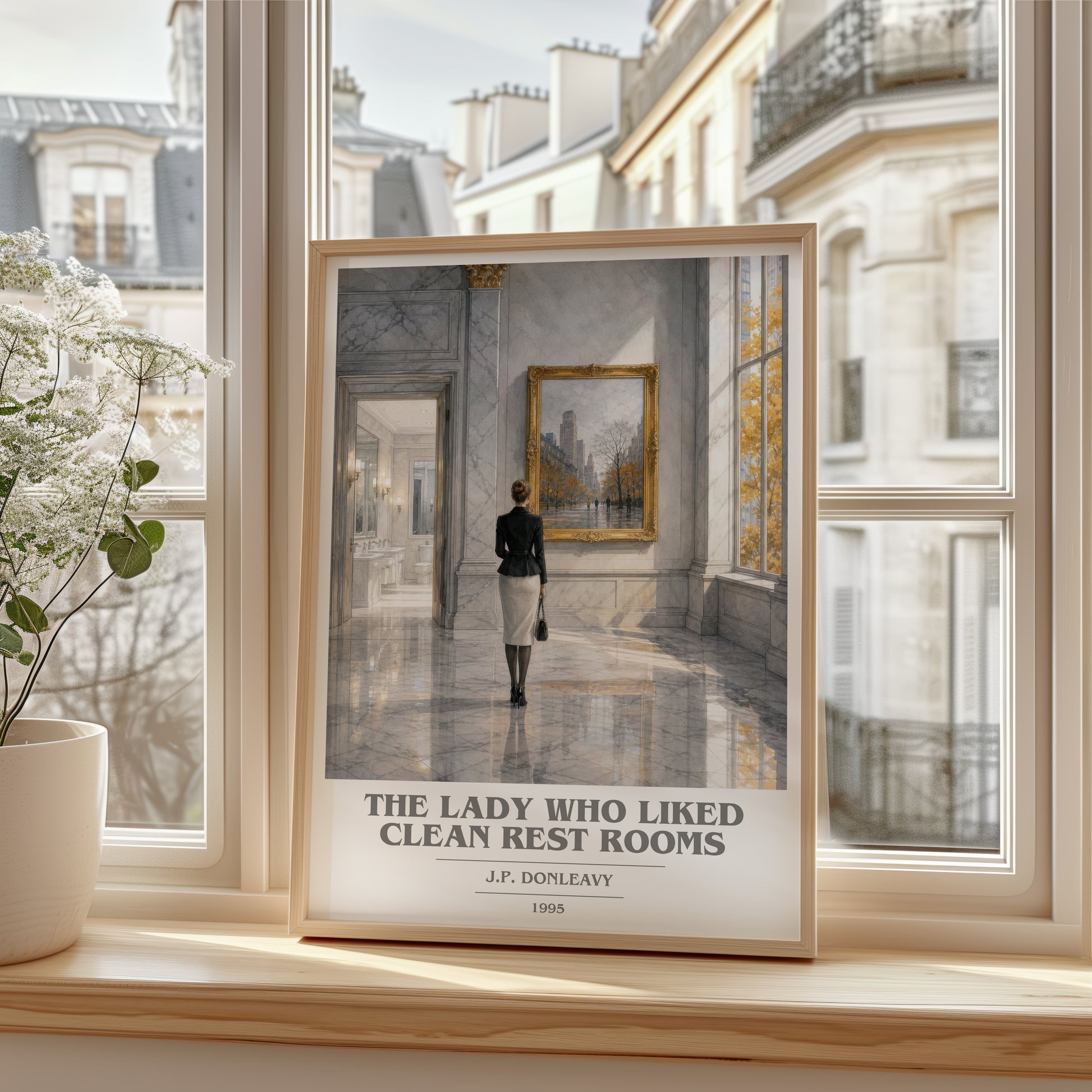 The Lady Who Liked Clean Rest Rooms book cover poster colour and style options – J.P. Donleavy book art