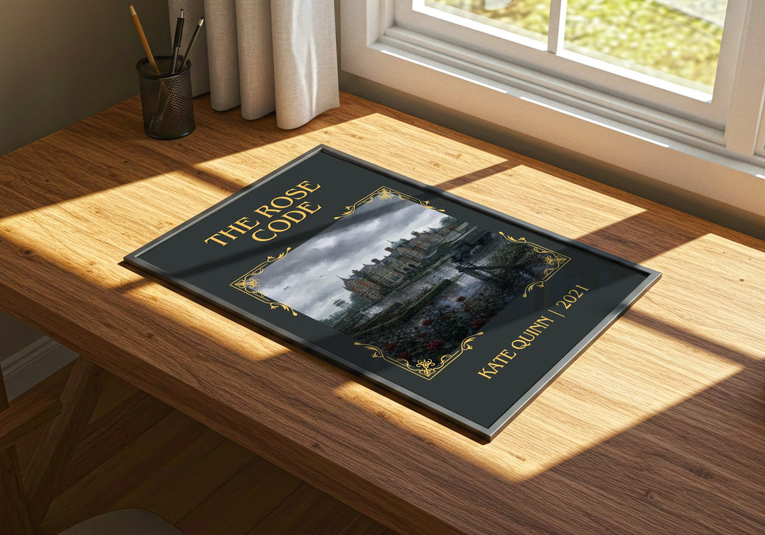 The Rose Code Classic Book Art Print by Kate Quinn – print on a sunlit desk