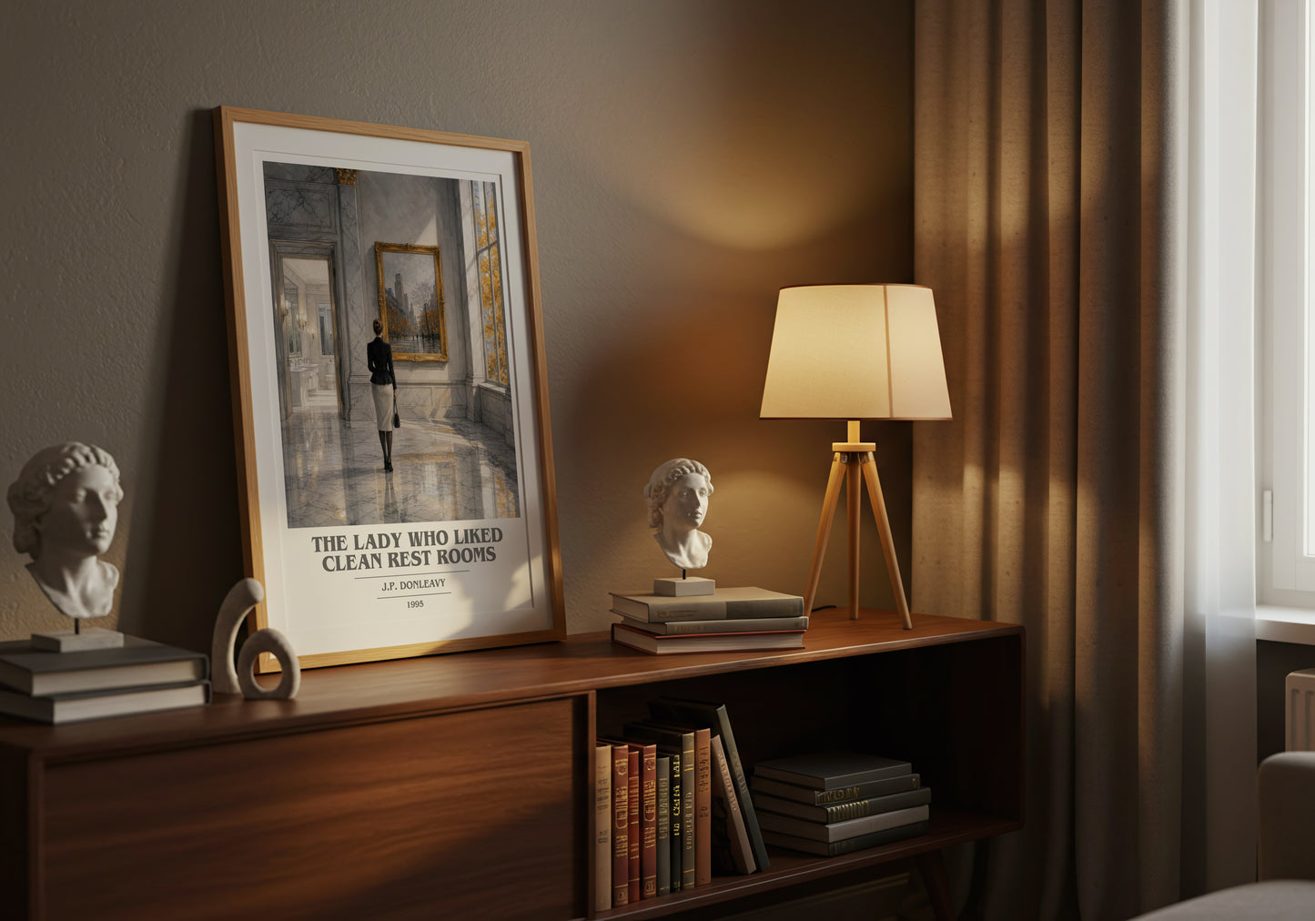 The Lady Who Liked Clean Rest Rooms book cover book poster framed on wall – literary fiction wall art