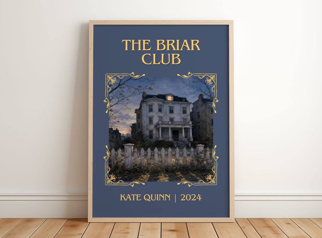 The Briar Club Classic Book Art Print by Kate Quinn – framed print leaning on a wooden floor