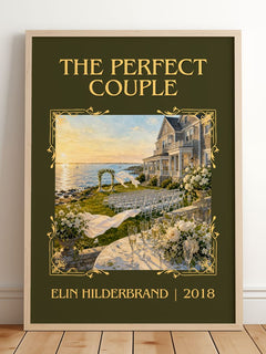 The Perfect Couple Classic Book Art Print by Elin Hilderbrand – framed print leaning on a wooden floor