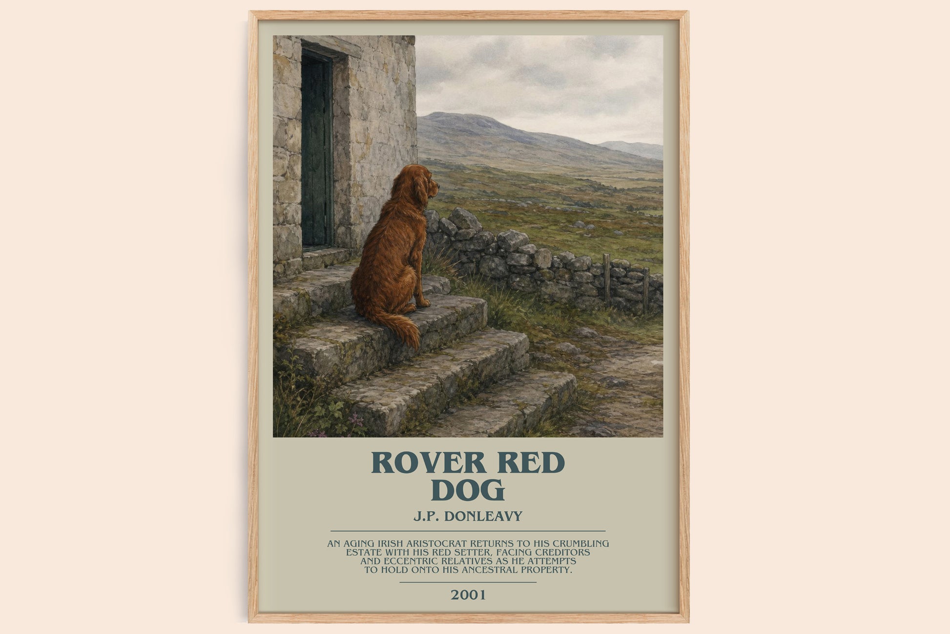 Rover Red Dog bookish book poster by J.P. Donleavy – framed literary art print