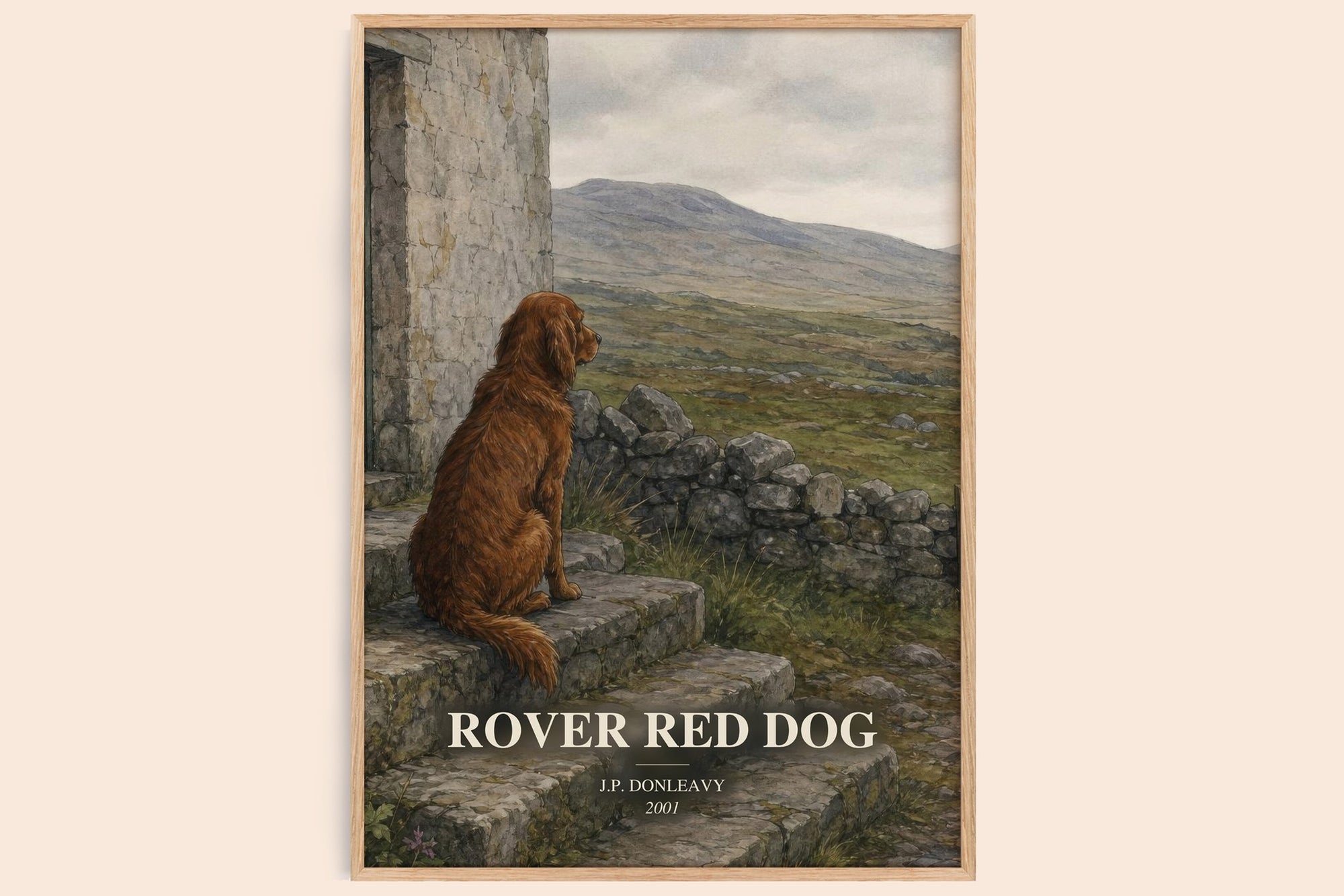 Rover Red Dog watercolour book poster by J.P. Donleavy – framed literary art print