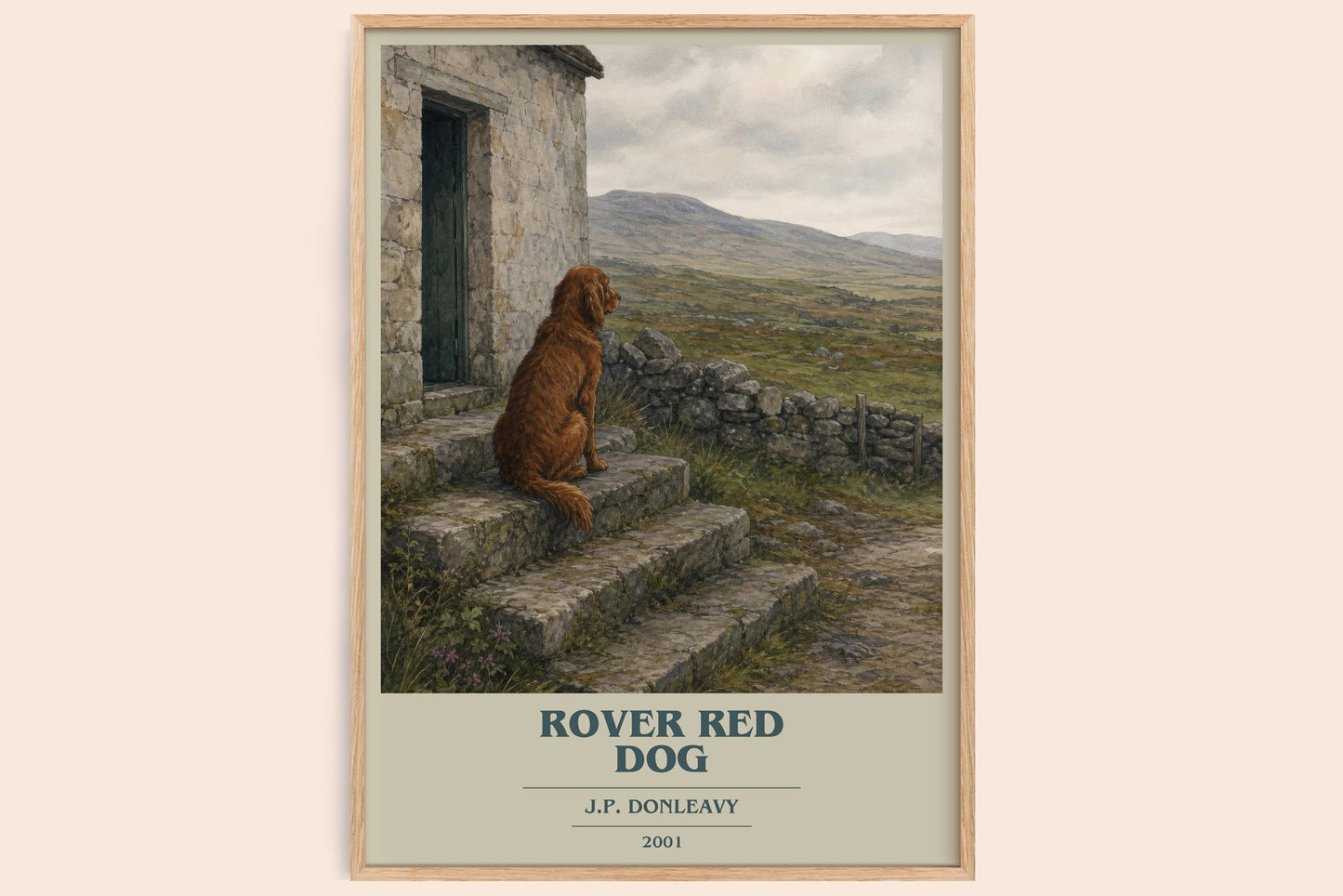 Rover Red Dog book cover book poster by J.P. Donleavy – framed literary art print