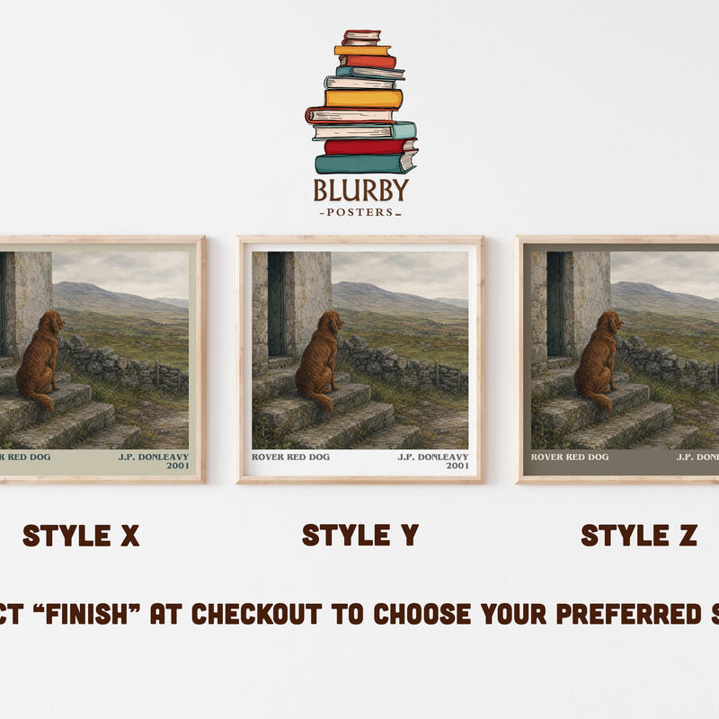 Rover Red Dog literary print in frame leaning in hallway – literary fiction wall art