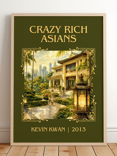 Crazy Rich Asians Classic Book Art Print by Kevin Kwan – framed print leaning on a wooden floor