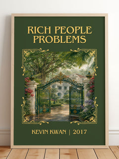 Rich People Problems Classic Book Art Print by Kevin Kwan – framed print leaning on a wooden floor