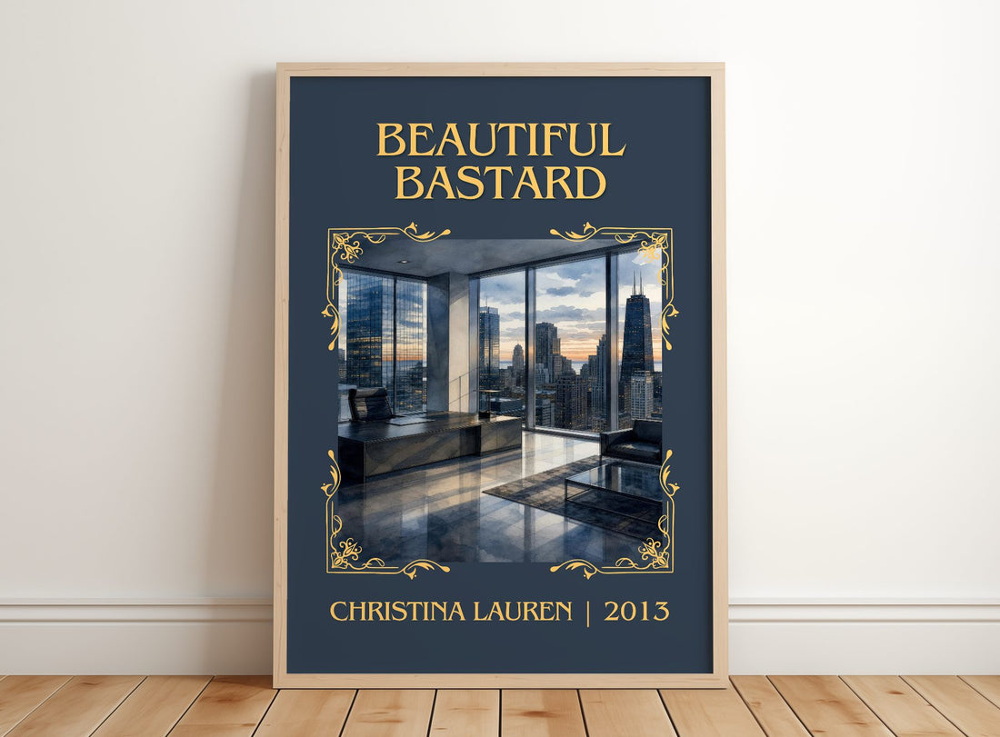 Beautiful Bastard Classic Book Art Print by Christina Lauren – framed print leaning on a wooden floor