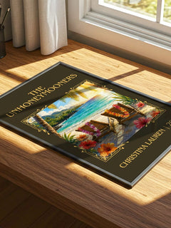 The Unhoneymooners Classic Book Art Print by Christina Lauren – print on a sunlit desk