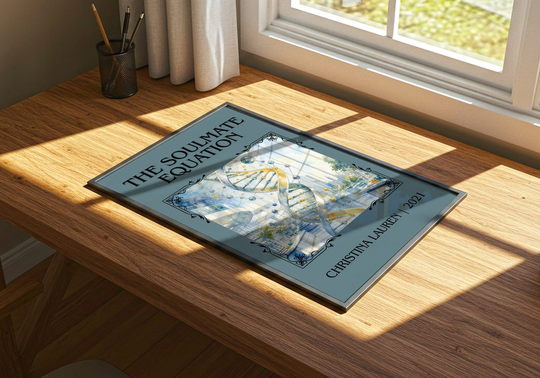 The Soulmate Equation Classic Book Art Print by Christina Lauren – print on a sunlit desk