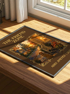 The Friend Zone Classic Book Art Print by Abby Jimenez – print on a sunlit desk