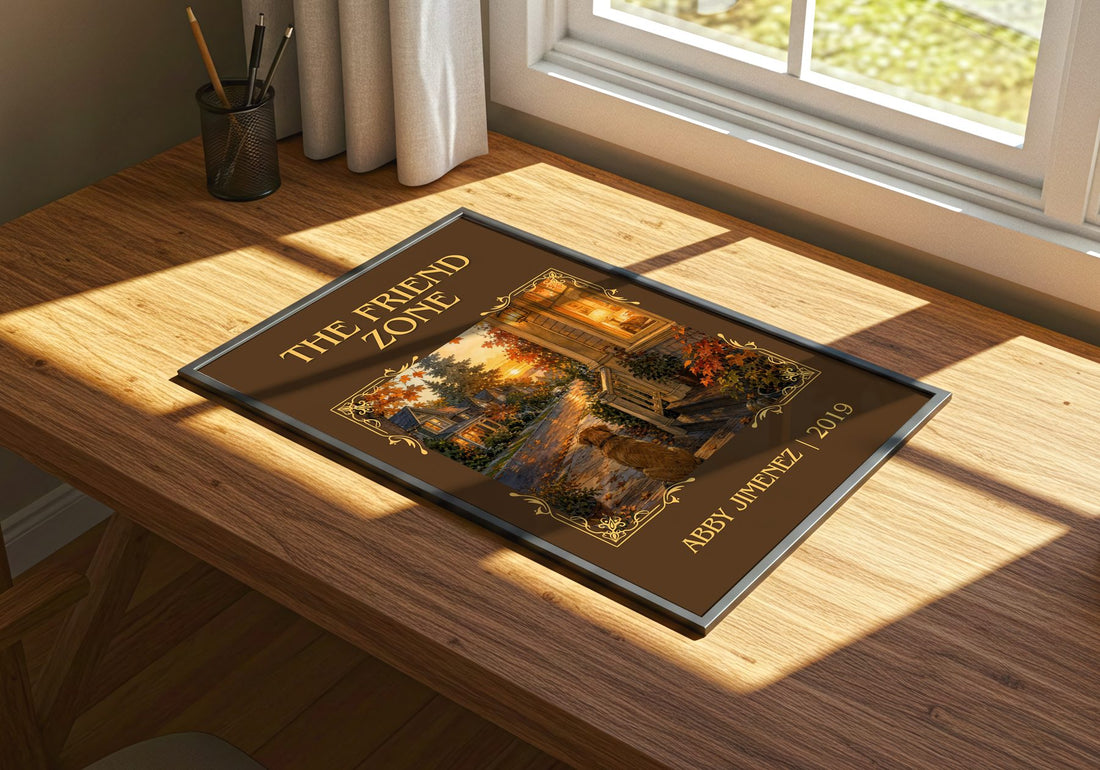 The Friend Zone Classic Book Art Print by Abby Jimenez – print on a sunlit desk