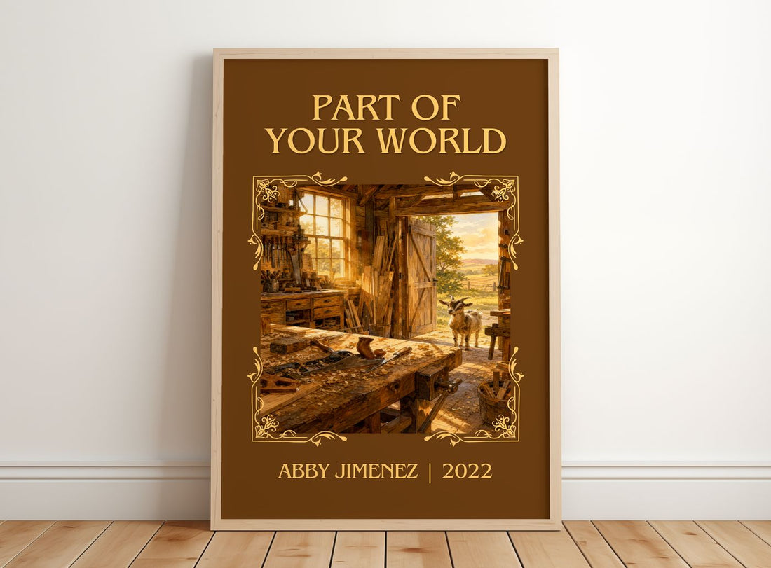 Part of Your World Classic Book Art Print by Abby Jimenez – framed print leaning on a wooden floor