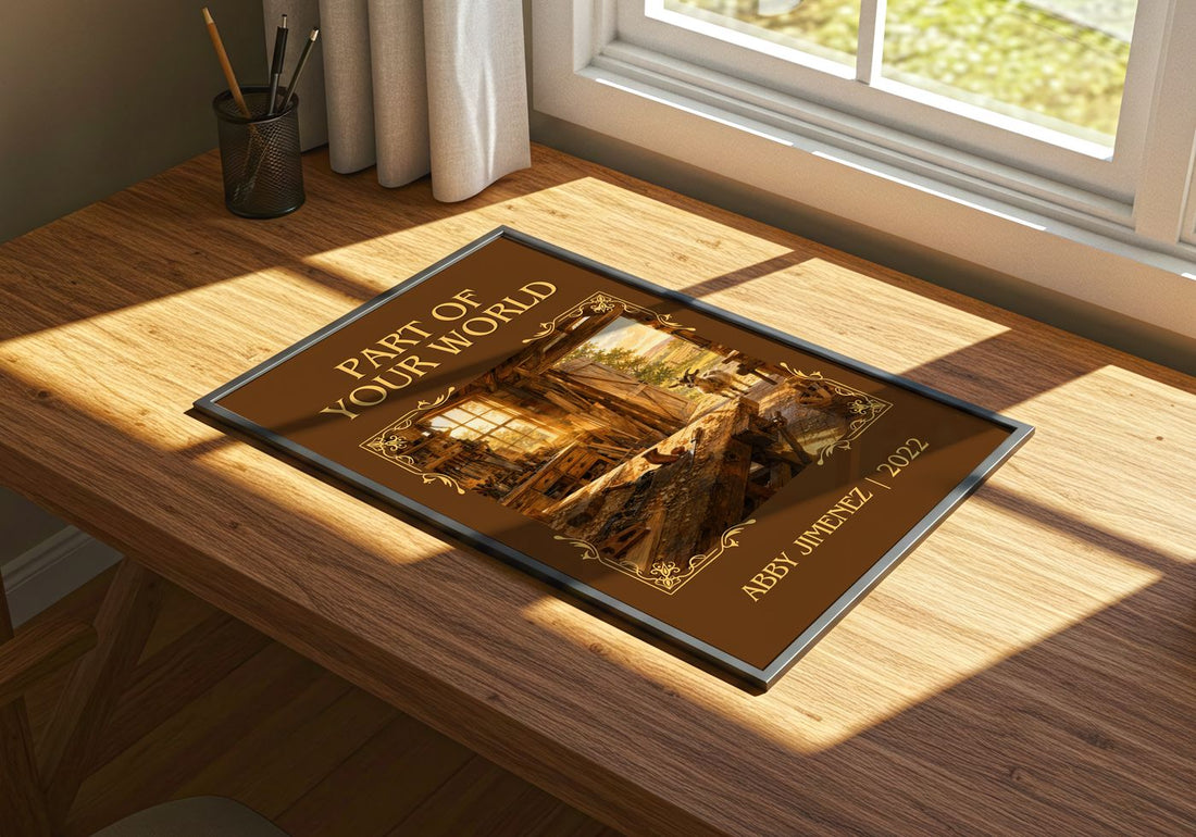 Part of Your World Classic Book Art Print by Abby Jimenez – print on a sunlit desk