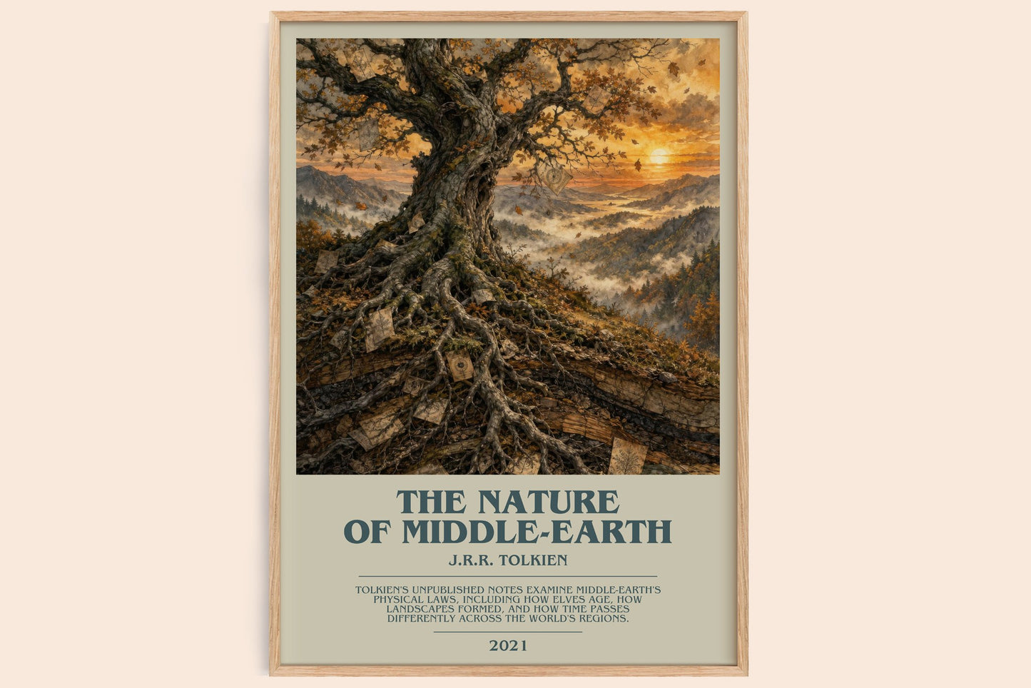 The Nature Of Middle-Earth bookish book poster by J.R.R. Tolkien – framed literary art print