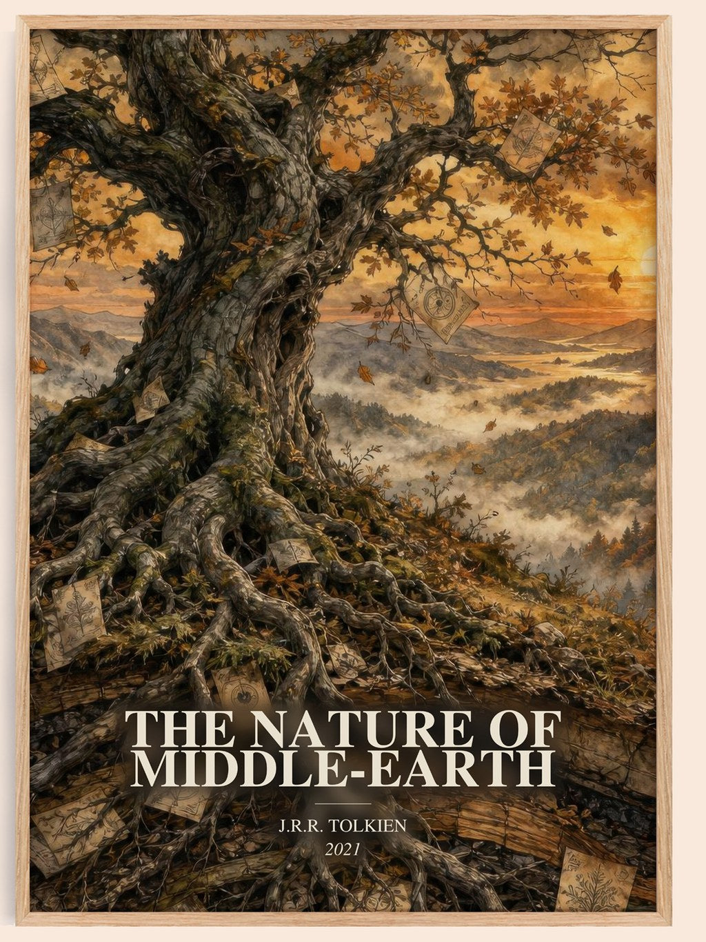 The Nature Of Middle-Earth watercolour book poster by J.R.R. Tolkien – framed literary art print