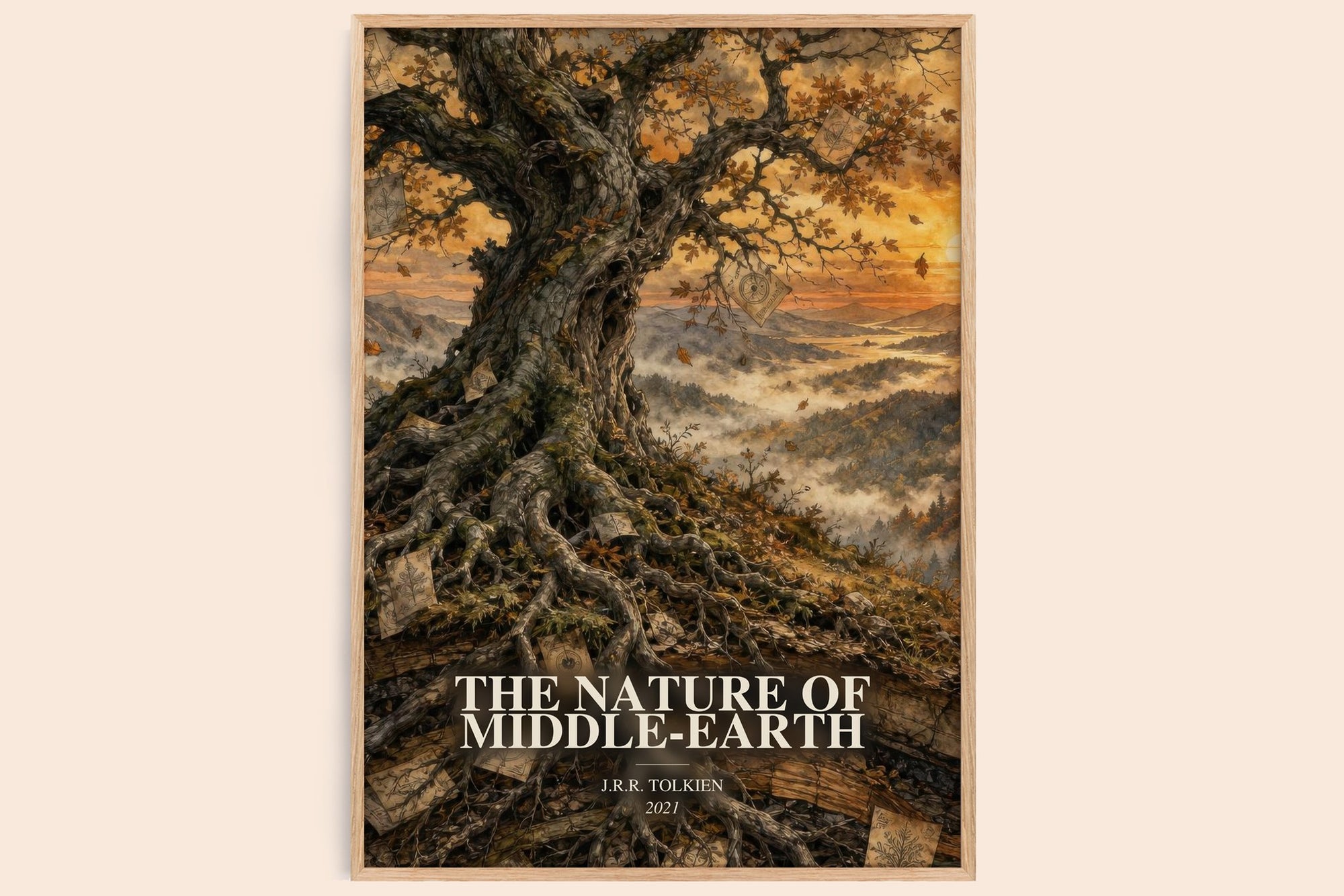 The Nature Of Middle-Earth watercolour book poster by J.R.R. Tolkien – framed literary art print