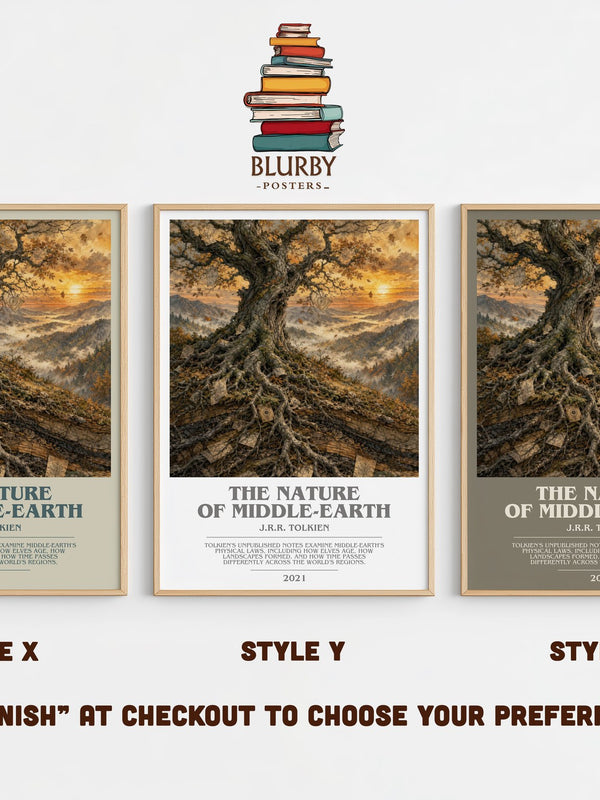 The Nature Of Middle-Earth bookish print in frame leaning in hallway – fantasy wall art