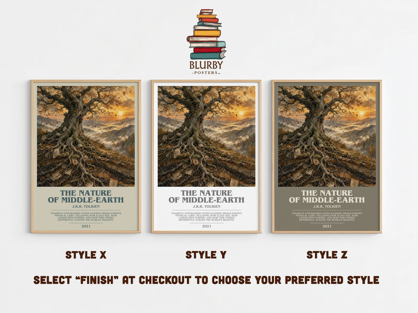 The Nature Of Middle-Earth bookish print in frame leaning in hallway – fantasy wall art