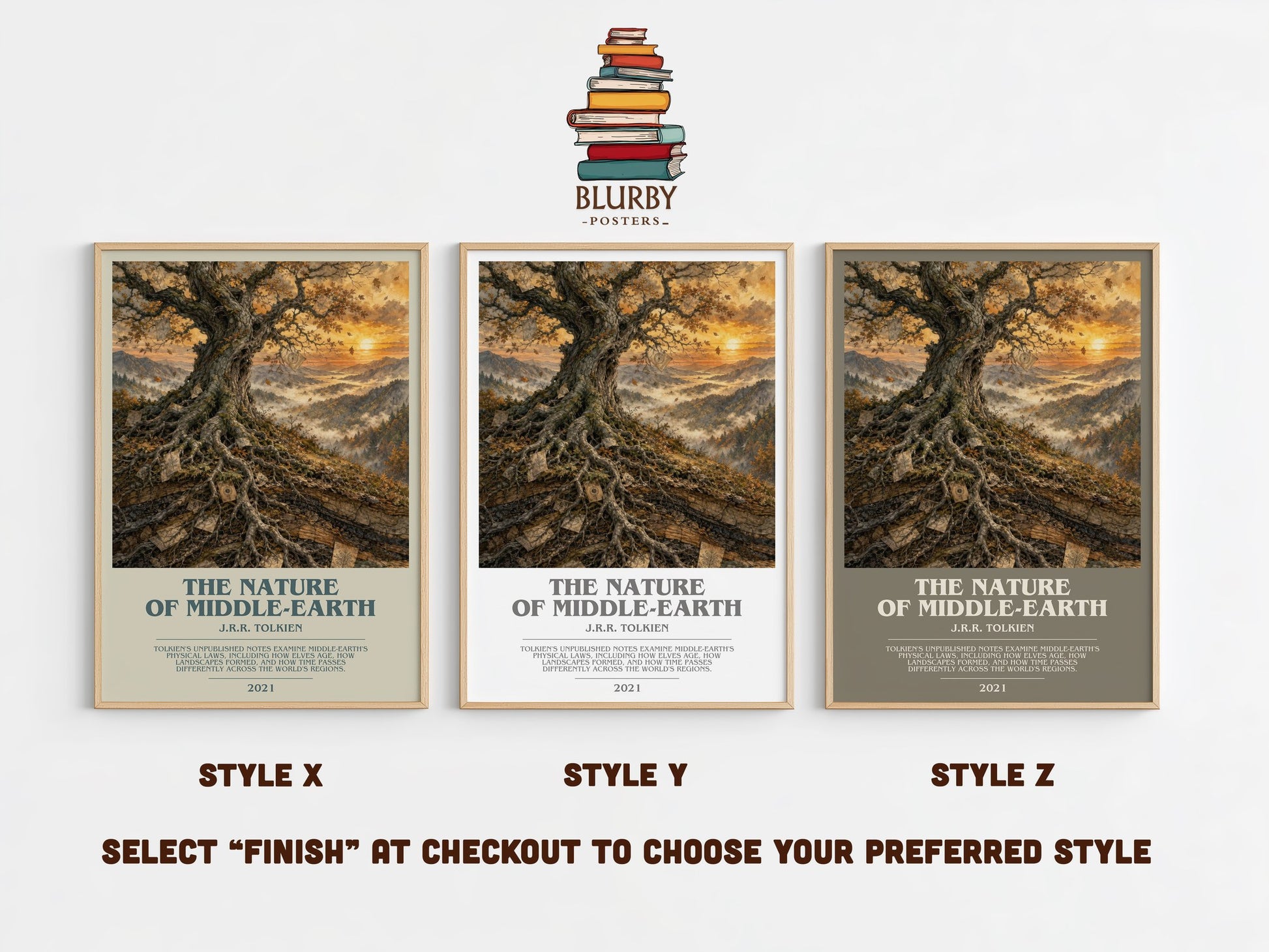 The Nature Of Middle-Earth bookish print in frame leaning in hallway – fantasy wall art