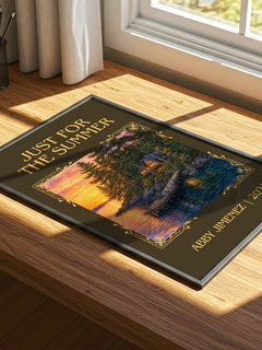 Just for the Summer Classic Book Art Print by Abby Jimenez – print on a sunlit desk