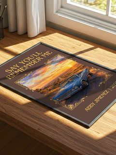 Say You'll Remember Me Classic Book Art Print by Abby Jimenez – print on a sunlit desk