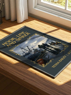 Hook, Line, and Sinker Classic Book Art Print by Tessa Bailey – print on a sunlit desk