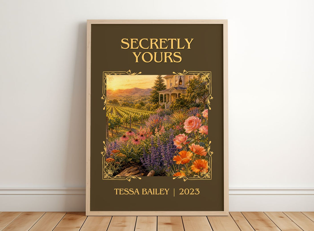 Secretly Yours Classic Book Art Print by Tessa Bailey – framed print leaning on a wooden floor