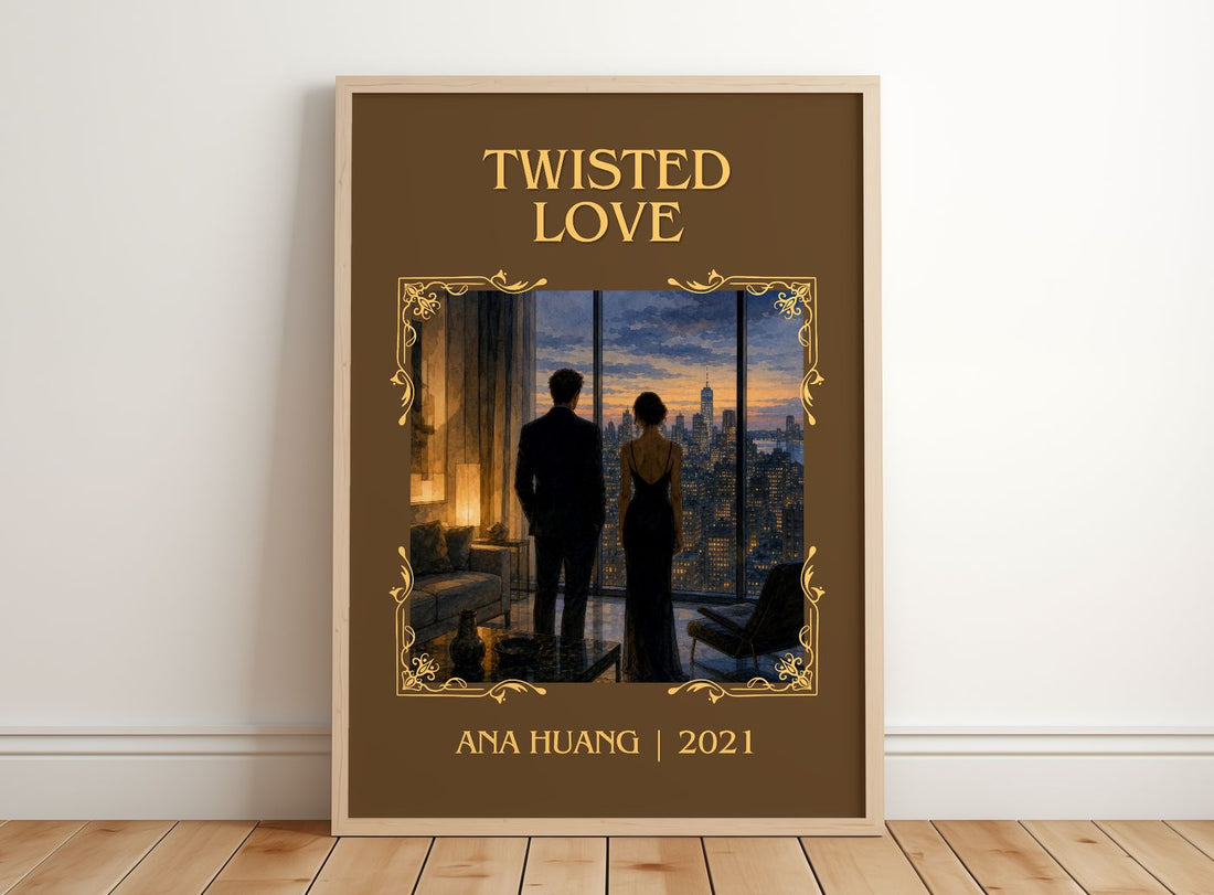 Twisted Love Classic Book Art Print by Ana Huang – framed print leaning on a wooden floor