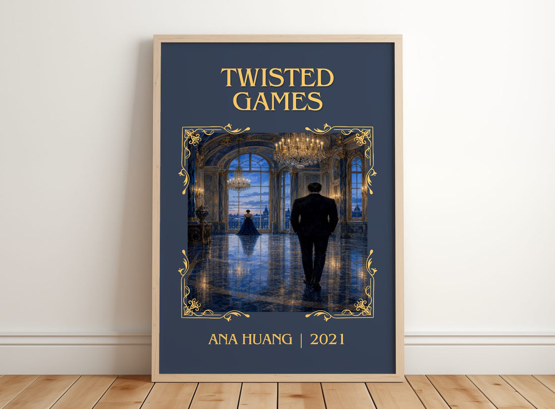 Twisted Games Classic Book Art Print by Ana Huang – framed print leaning on a wooden floor