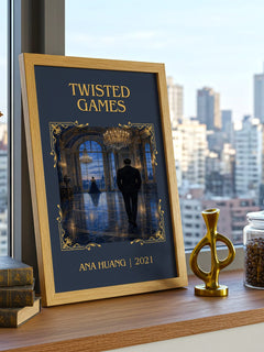Twisted Games Classic Book Art Print by Ana Huang – framed print on a city-view windowsill