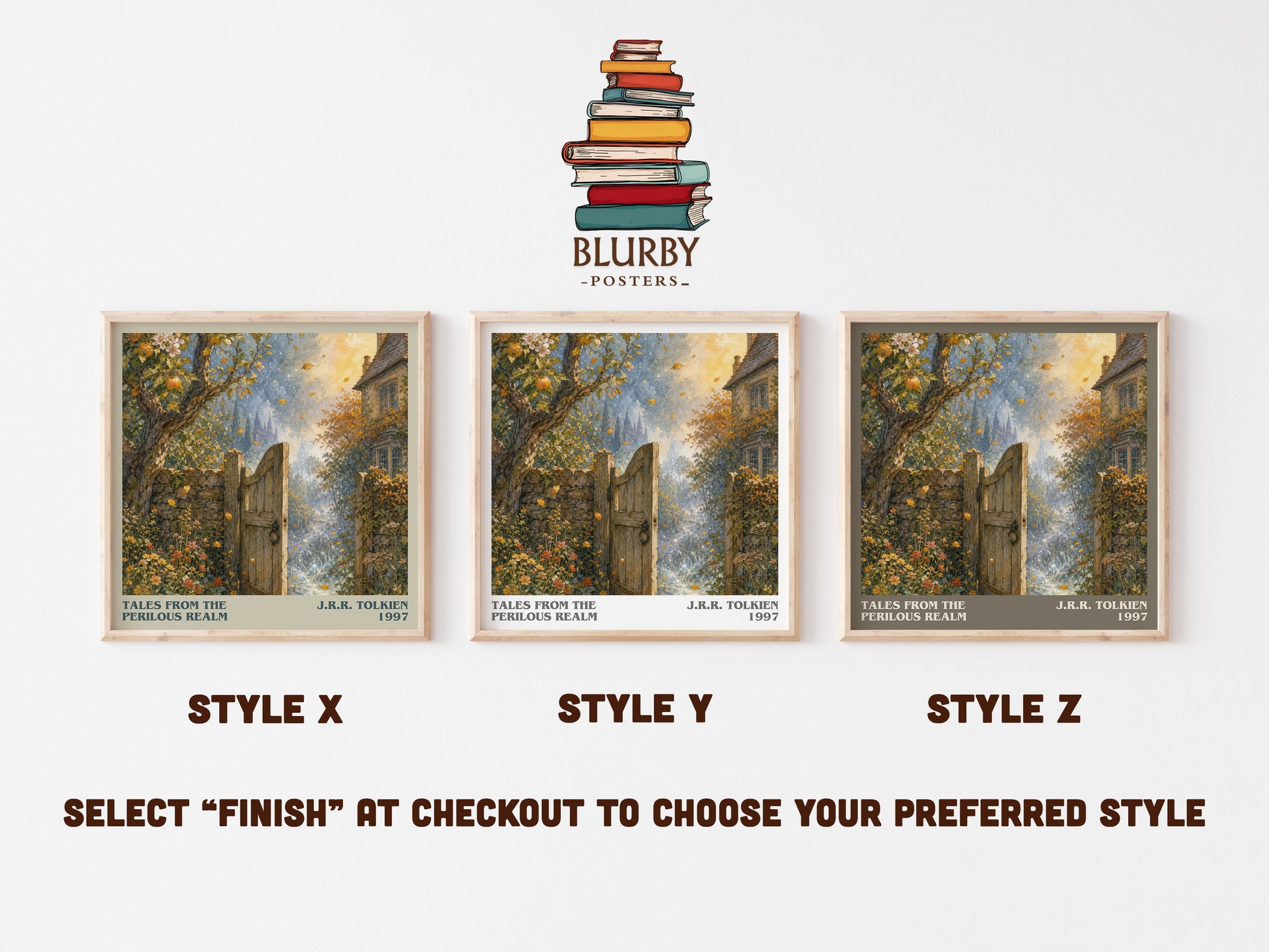 Tales From The Perilous Realm literary print in frame leaning in hallway – fantasy wall art