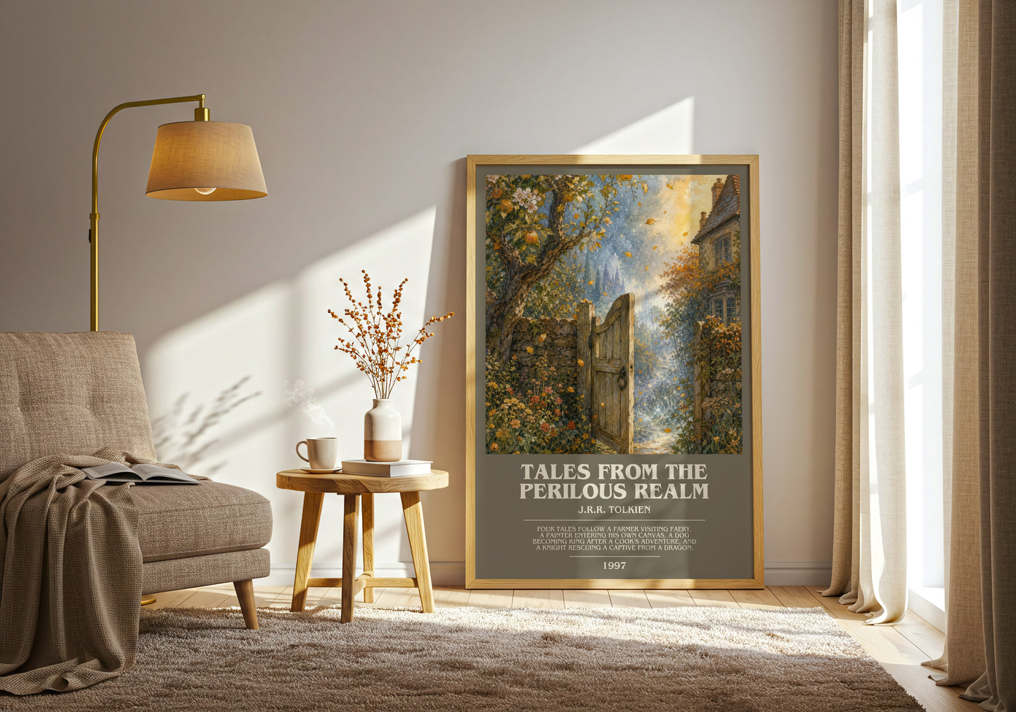 Tales From The Perilous Realm bookish print on bookshelf – J.R.R. Tolkien fan gift