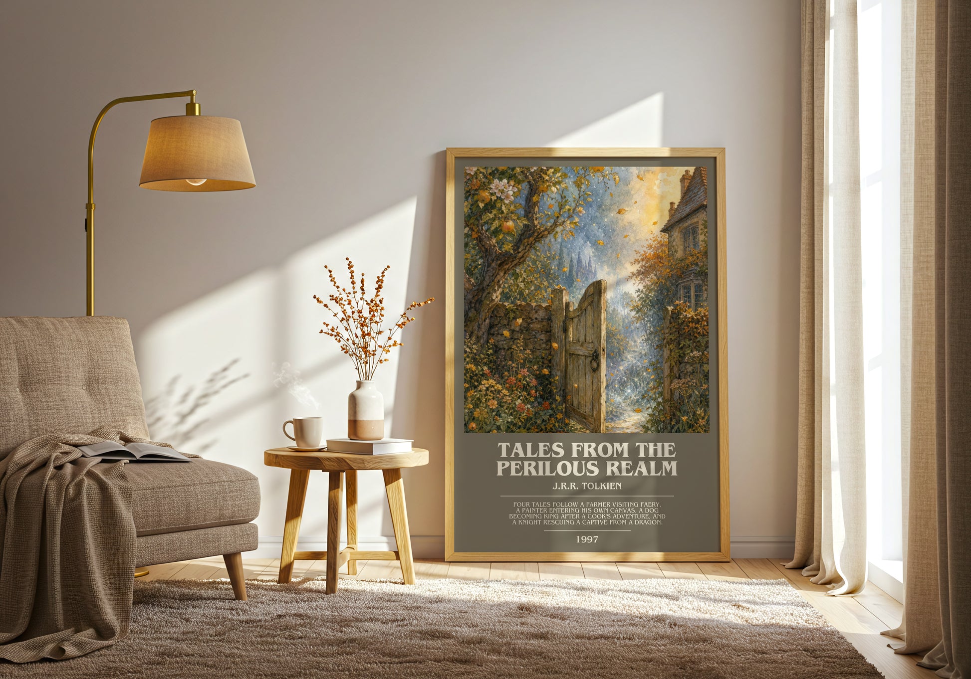 Tales From The Perilous Realm bookish print on bookshelf – J.R.R. Tolkien fan gift