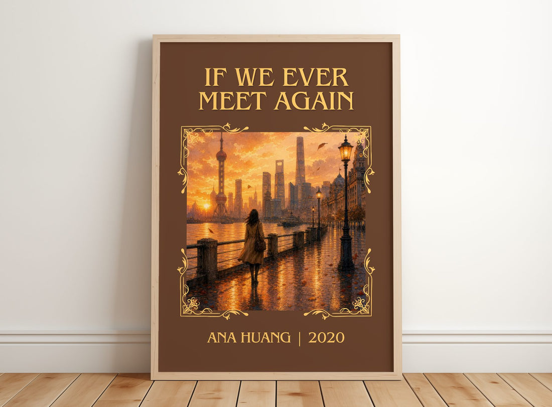 If We Ever Meet Again Classic Book Art Print by Ana Huang – framed print leaning on a wooden floor