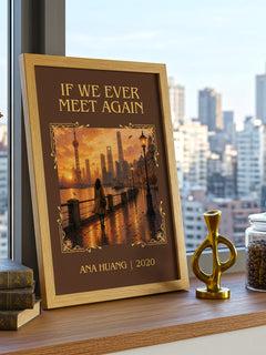 If We Ever Meet Again Classic Book Art Print by Ana Huang – framed print on a city-view windowsill