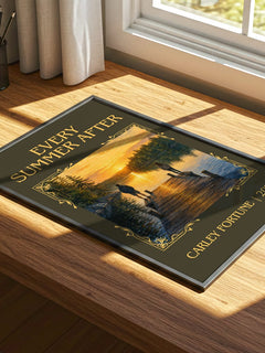 Every Summer After Classic Book Art Print by Carley Fortune – print on a sunlit desk