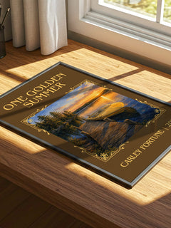 One Golden Summer Classic Book Art Print by Carley Fortune – print on a sunlit desk