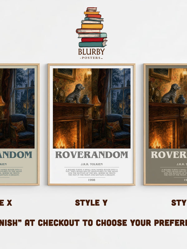 Roverandom bookish print in frame leaning in hallway – childrens wall art