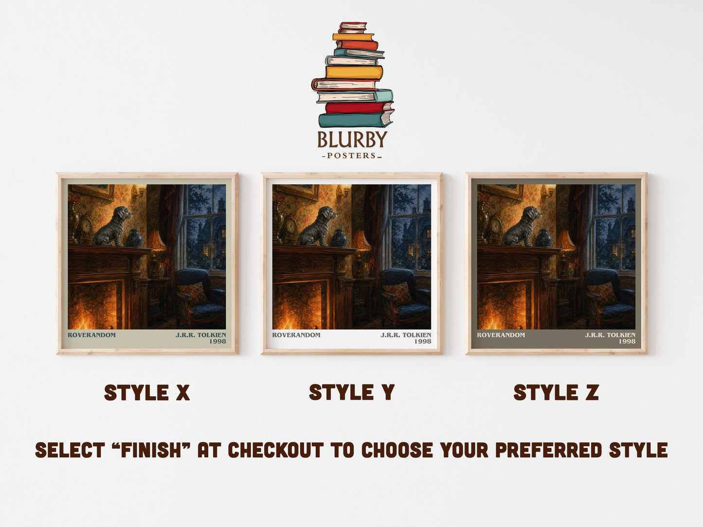 Roverandom literary print in frame leaning in hallway – childrens wall art