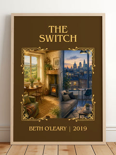 The Switch Classic Book Art Print by Beth O'Leary – framed print leaning on a wooden floor