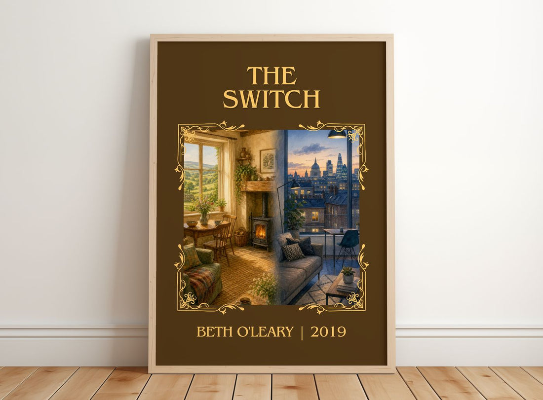 The Switch Classic Book Art Print by Beth O'Leary – framed print leaning on a wooden floor
