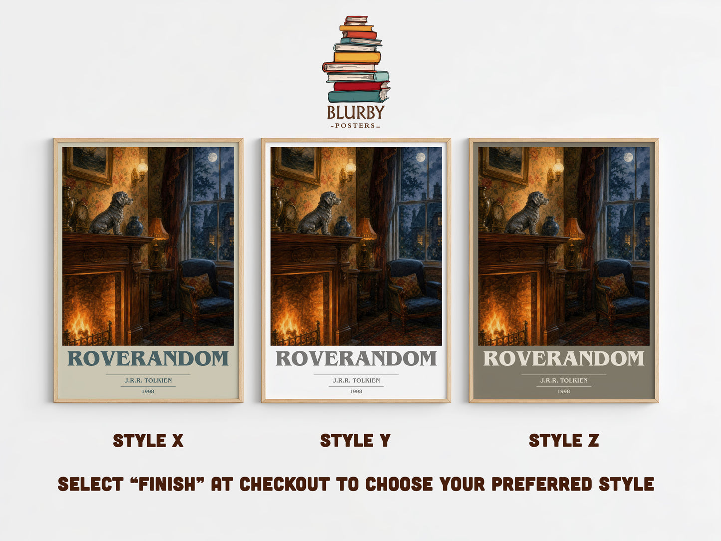 Roverandom book cover print in frame leaning in hallway – childrens wall art