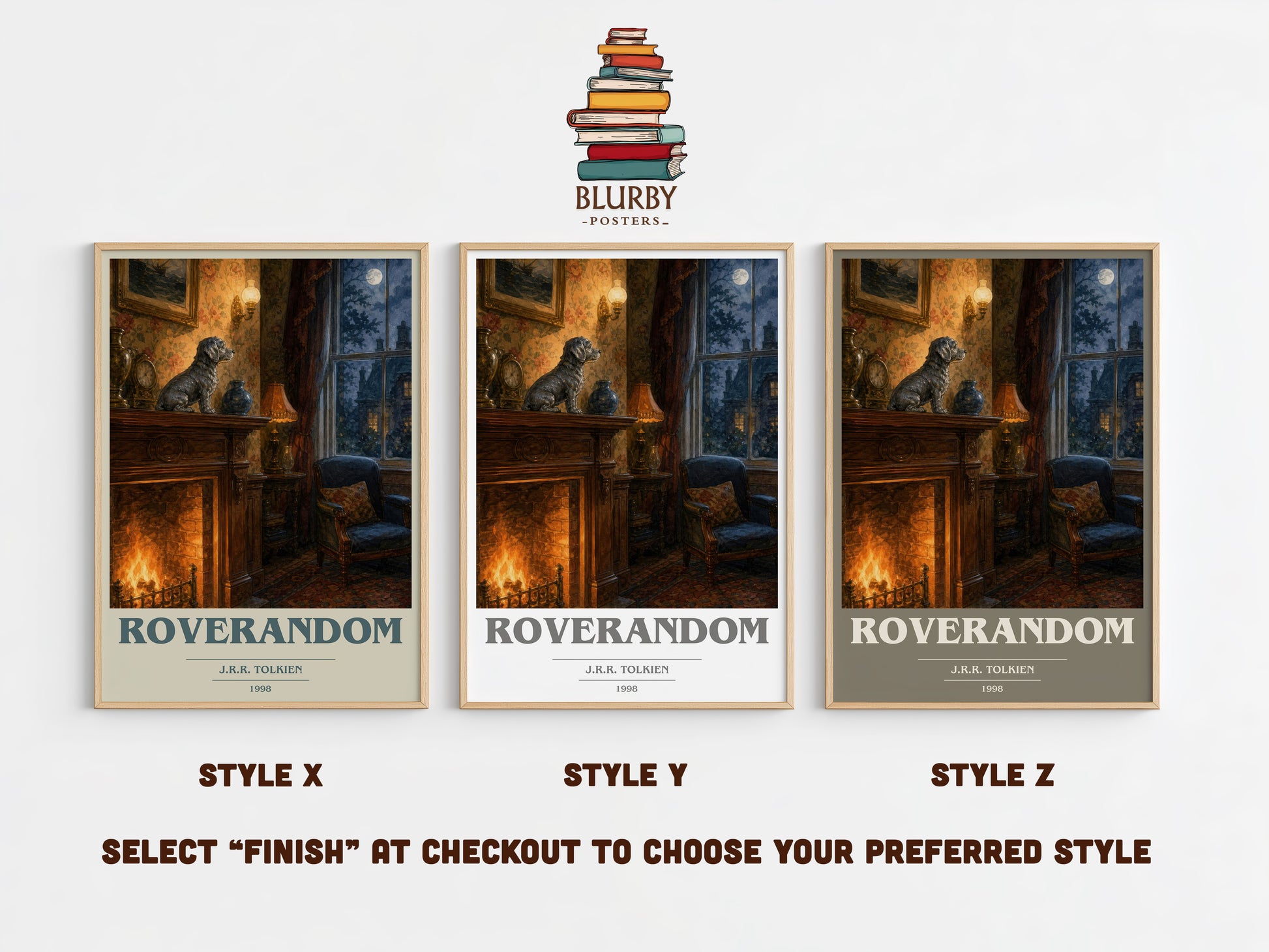 Roverandom book cover print in frame leaning in hallway – childrens wall art