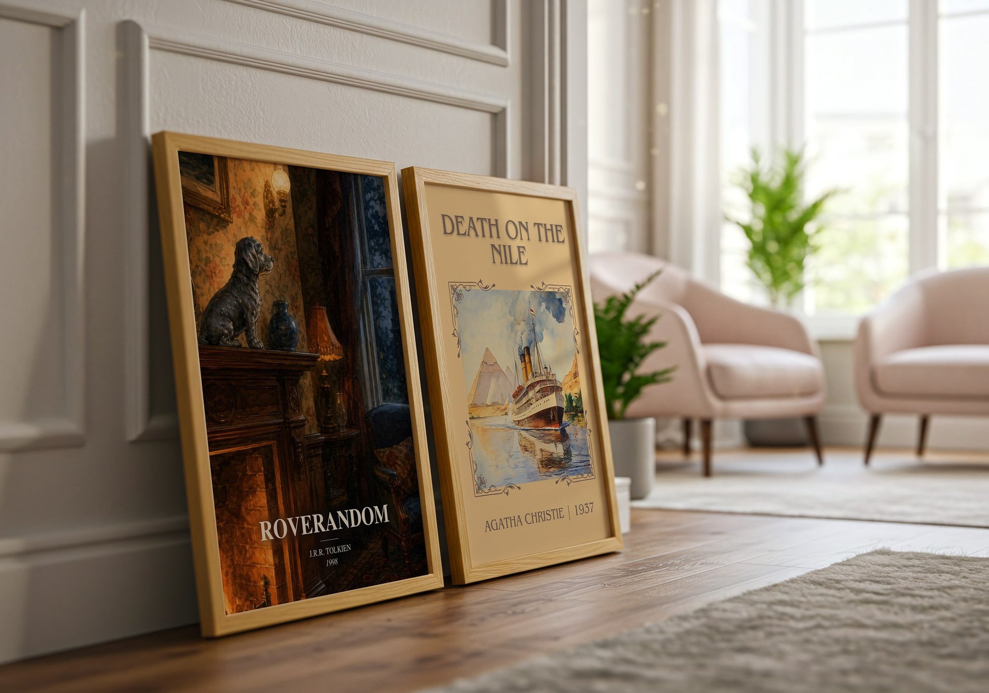 Roverandom watercolour print framed by window – literary home decor