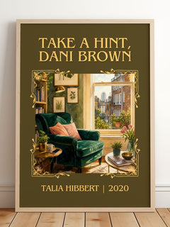 Take a Hint, Dani Brown Classic Book Art Print by Talia Hibbert – framed print leaning on a wooden floor