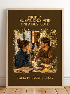 Highly Suspicious and Unfairly Cute Classic Book Art Print by Talia Hibbert – framed print leaning on a wooden floor