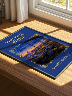 The Fine Print Classic Book Art Print by Lauren Asher – print on a sunlit desk