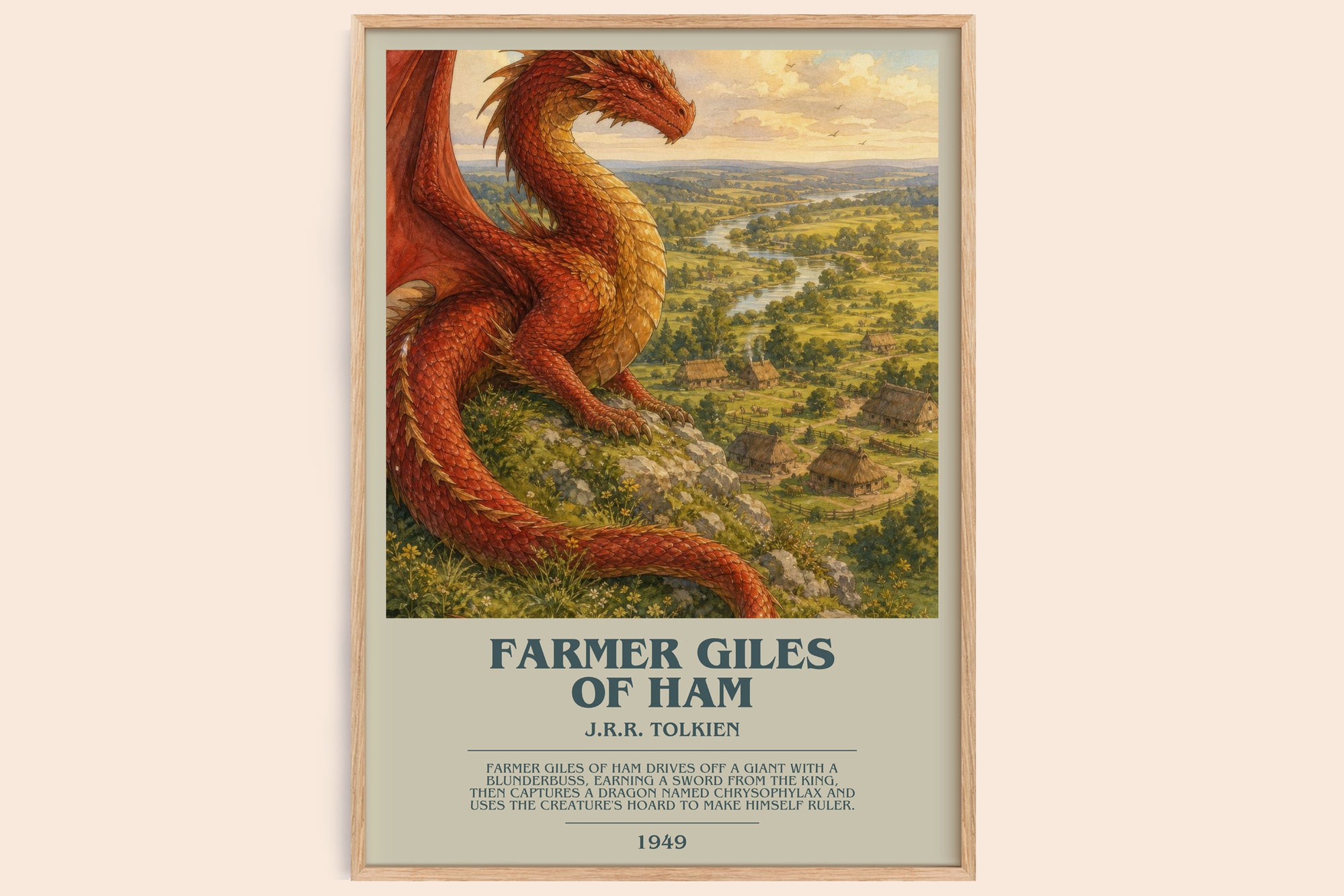 Farmer Giles Of Ham bookish book poster by J.R.R. Tolkien – framed literary art print